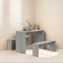 Comprar Juego De Comedor Con 2 Bancos Moderno Tati Gris Roble R&r