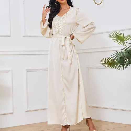 C Moda Mujer Ropa Árabe Casual Estampada Cuello En V L 7003