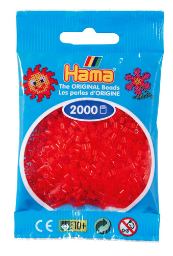 Hama Beads Mini Perler 2000 Unidades Color Rojo Translúcido