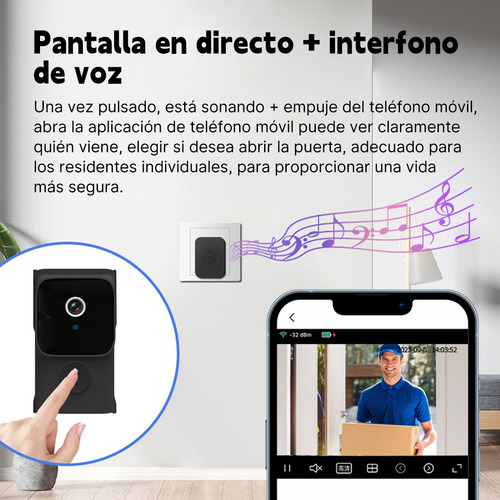 Timbre Inalámbrico Hd Cámara Impermeable Visión Nocturna