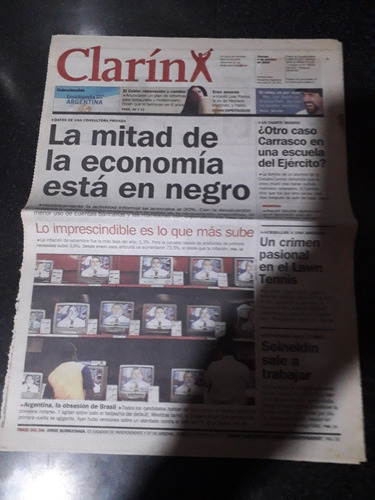 Tapa Diario Clarín 04 10 2002 Brasil Lula Economía Seineldin