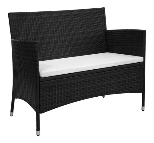 Banco De Jardín 39.4  Poly Rattan Negro