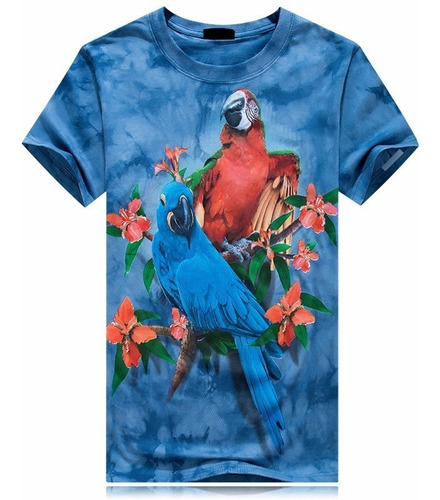 Polera Loros Unisex / Animal  Nueva