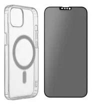 Comprar Funda Magnética Transparente Para Iphone + Vidrio Anti Espía Iphone 11 Pro