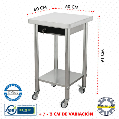 Mesa De Cobro Acero Inoxidable Con Caja Para Dinero Con Ruedas