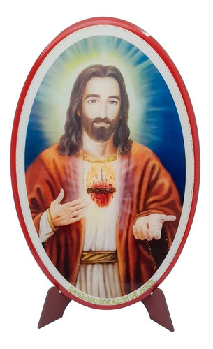 Sagrado Corazón De Jesús Retablo En Madera Y Resina