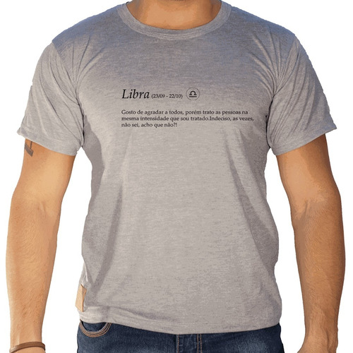 Camiseta Masculina Sandro Clothing Signo Libra Cinza