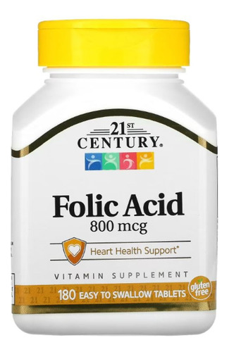 Acido Folico 800mcg Con Calcio 100mg 180 Tabs Century 21 Emb