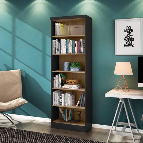 Librería multimóvil Cr25226 de 61,5 cm, color negro/roble
