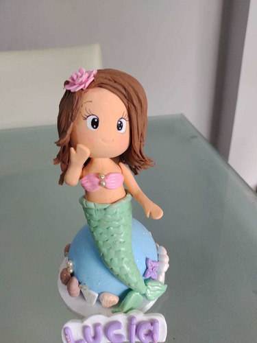 Sirenita Porcelana Fria Souvenirs Adorno De Torta