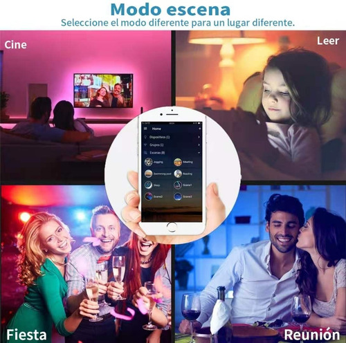 Imagen 7 de 7 de Foco Wifi Bombilla Inteligente Led Con Alexa Google Home 9w