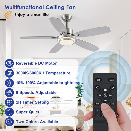 Ventilador De Teto Hounberi 50cm Com Luz E Controle Remoto/a