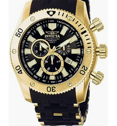 Reloj Para Hombre Invicta Sea Spider 50 Mm Negro Y Dorado