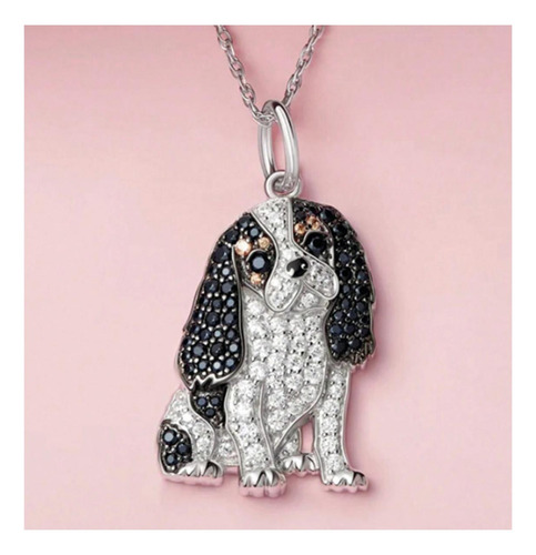 Perritos Dijes Y Cadenas, Mxndo-002, 2pzas, Cavalier, Plata/ Color Plata/negro