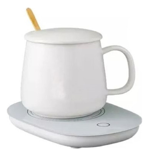 Taza Térmica Con Base Calentadora Tapa Y Cuchara Usb 400ml