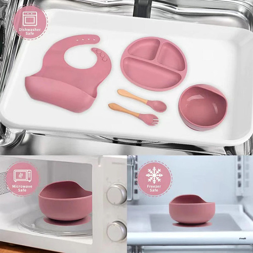 Plato De Alimentación Infantil De Silicona Set De Comida Par