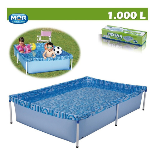 Piscina estrutural retangular Mor 001002 com capacidade de 1000 litros de 1.89m de comprimento x 1.26m de largura azul design água