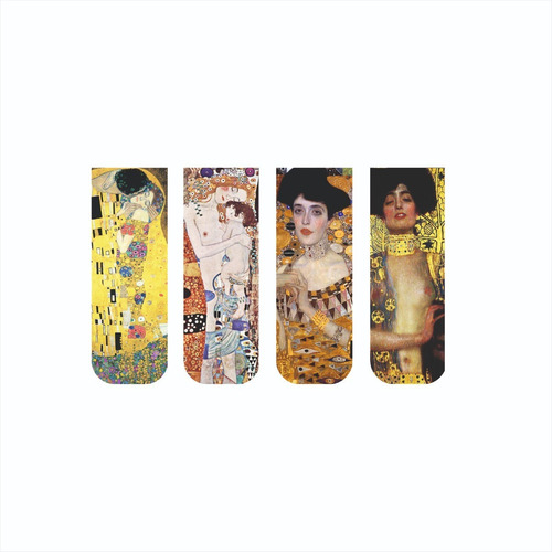 Kit 4 Marcadores De Páginas Magnéticos Gustav Klimt