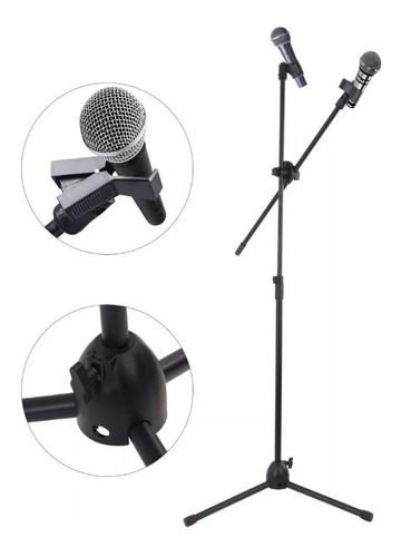 Pedestal Para Dos Microfono/ Sonidoscastillo