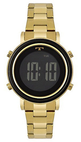 Relógio Feminino Digital Dourado Preto Aço Metal Bj3059ac/4p