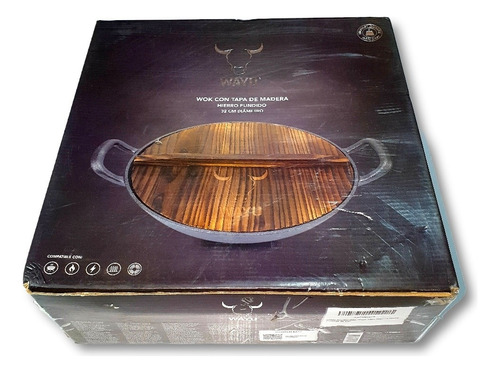 Disco Asados Wok Wayu Tapa Madera Hierro 32 Cm Mariscal
