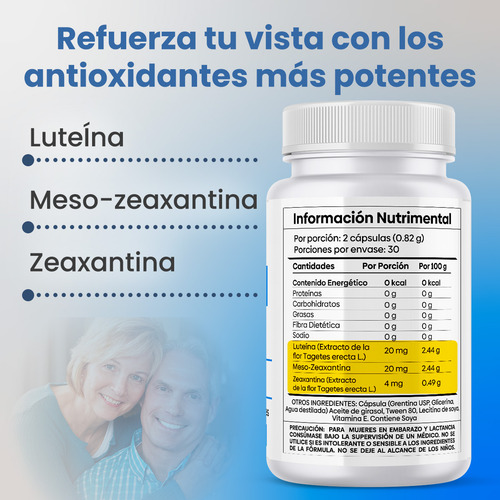 Pack 3 frascos de Vsion Ultra Laboratorios Wöhl 60 Cápsulas a base de Luteina y Zeaxantina