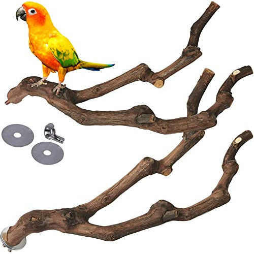 Natural Parrot Perch Bird Stand Pole Wild Grape Stick P...