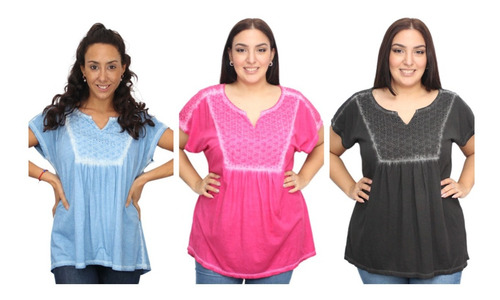 Imagen 3 de 8 de Blusa Broderie Pechera Pigment Algodon Amplia Importada