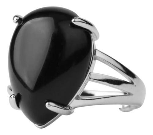 Anillo Gota Obsidiana Ajustable Amuletos Suerte