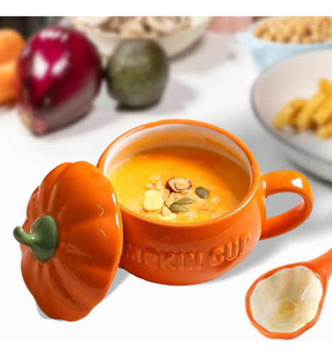 Taza De Calabaza De Halloween Taza 3d De Mediano Con Cuchara