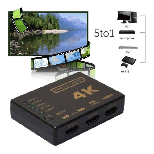 Hdmi 1.4b Switcher Selector 5 Entradas Full Hd 1080p