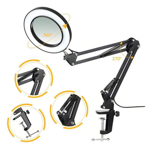 ** Lámpara Led De Escritorio Con Lupa De 10x Con Brazo
