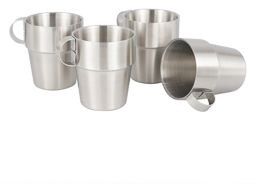 Juego De 4 Tazas Con Bolsa Coreana De Acero Inoxidable
