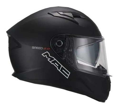 Imagen 2 de 6 de Casco Moto Mac Speed 2.0 Solid Negro Mate Doble Visor