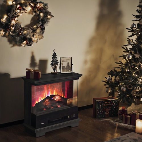 Turbro Firelake - Calentador Eléctrico De Chimenea De 27 P. Color Nogal Negro
