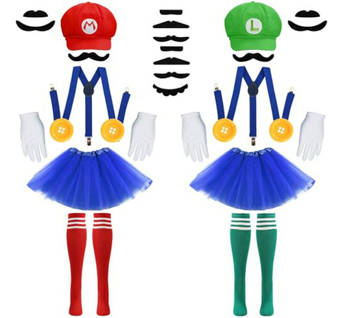 Disfraces De Vegove Super Bros Mary & Luigi Para Niñas Con T