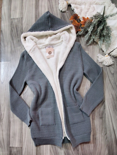 Cardigan Tejido Borrega Unitalla Extra Abarca 38 40