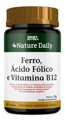 Cido Fólico, Ferro Com Vitamina B12 Nature Daily 60 Caps