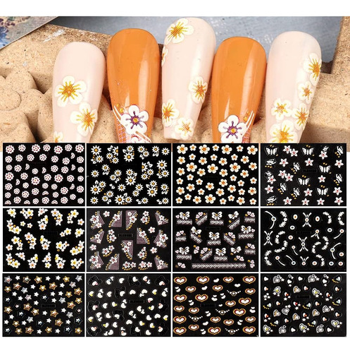 Flower Nail Art Stickers Butterfly Nail Decals 3d Spring Sum