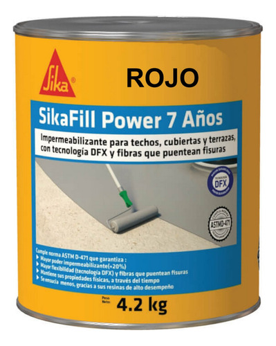 Sikafill Power 7 Años Rojo Impermeabilizante X 4.2 Kg