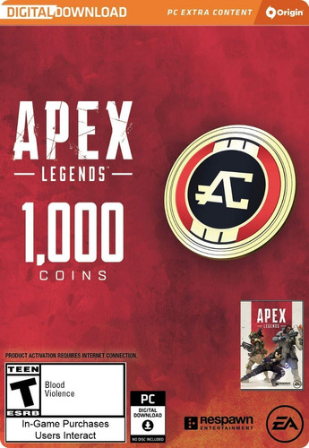 1,000 Apex Coins Digital (código) / Pc