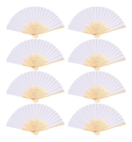 Luozzy 8pcs Fans De Papel Portátil Fans Plegable De Bambú Bl