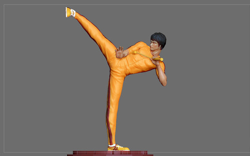 Bruce Lee Statue 2 Action Movie Star Kun- Figura Plastica