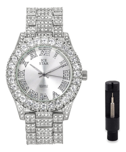 Techno Pave Reloj Elegante Para Mujer De 44 Mm Con Bisel Sol