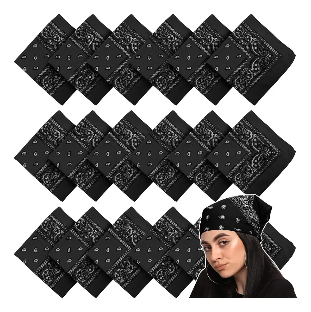 Tigmanerung 18 Piezas Paliacate Colores Pashmina Mujer Niño Adulto Mayoreo Fiesta Negro