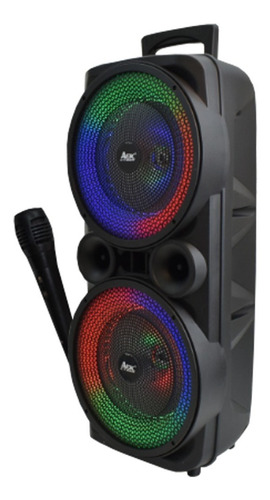 Bocina Grande Doble Parlante Luz Multicolor Karaoke Potente Color Negro