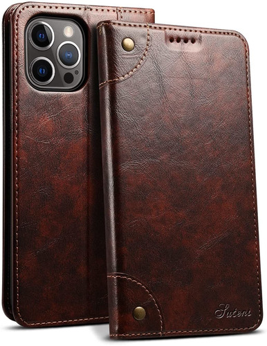 Funda Para iPhone 13 Pro Max, Con Tapa/marron/con Tarjetero