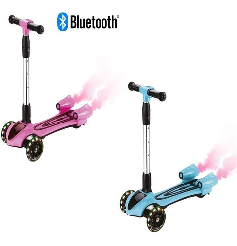 Patinete Infantil Turbo Led Fumaça Bluetooth Som 3 Rodas