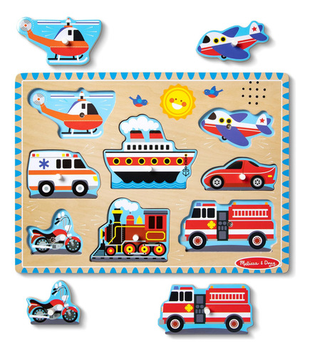 Melissa & Doug Vehicles Sound Puzzle - Rompecabezas De Clavi