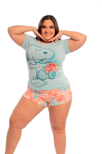 Pijama Snoopy Peanuts Para Mujer Blusa Y Short 8180 Original